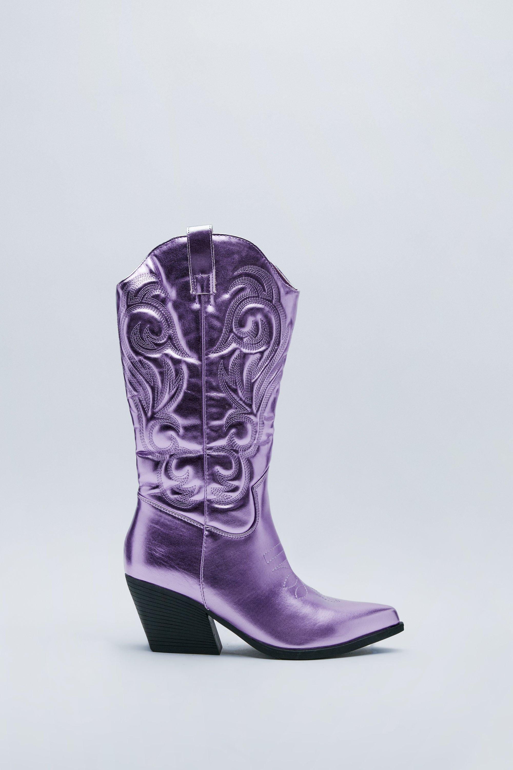 Metallic purple boots sale